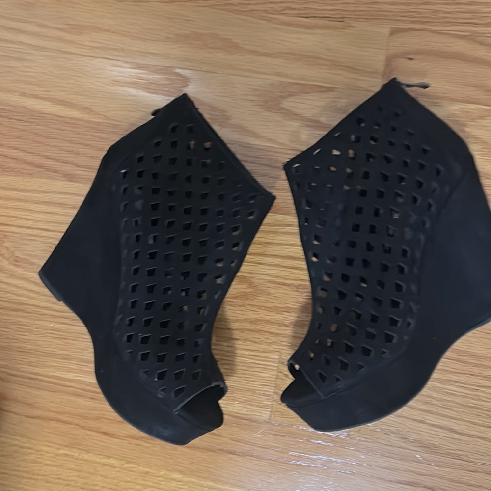 Black platform wedges